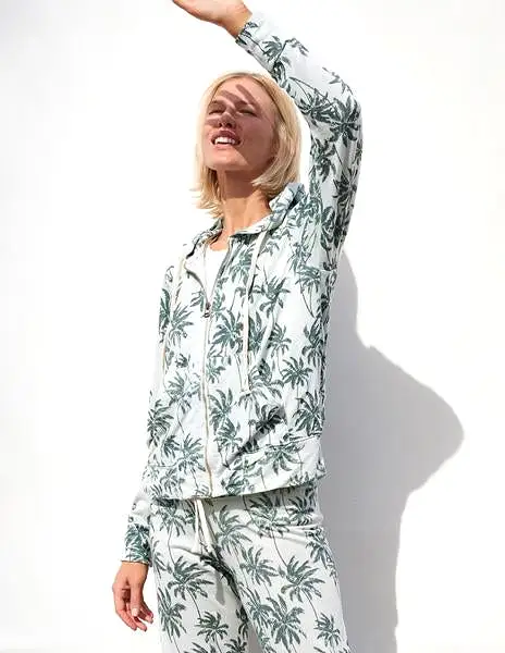 Sundry Palm Trees Zip Hoodie Sweater Dew