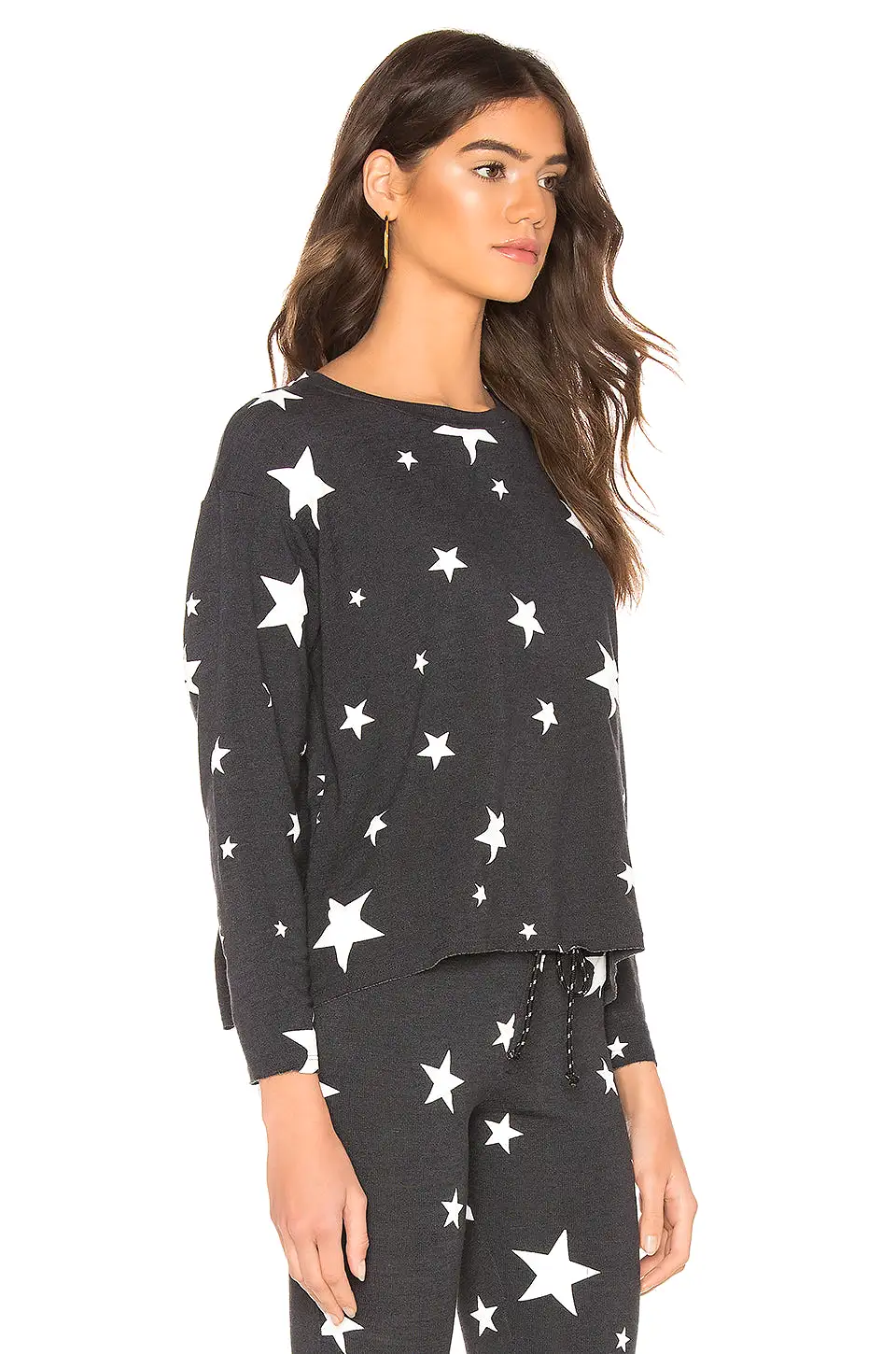 Sundry Star Print Cut Off Sweater