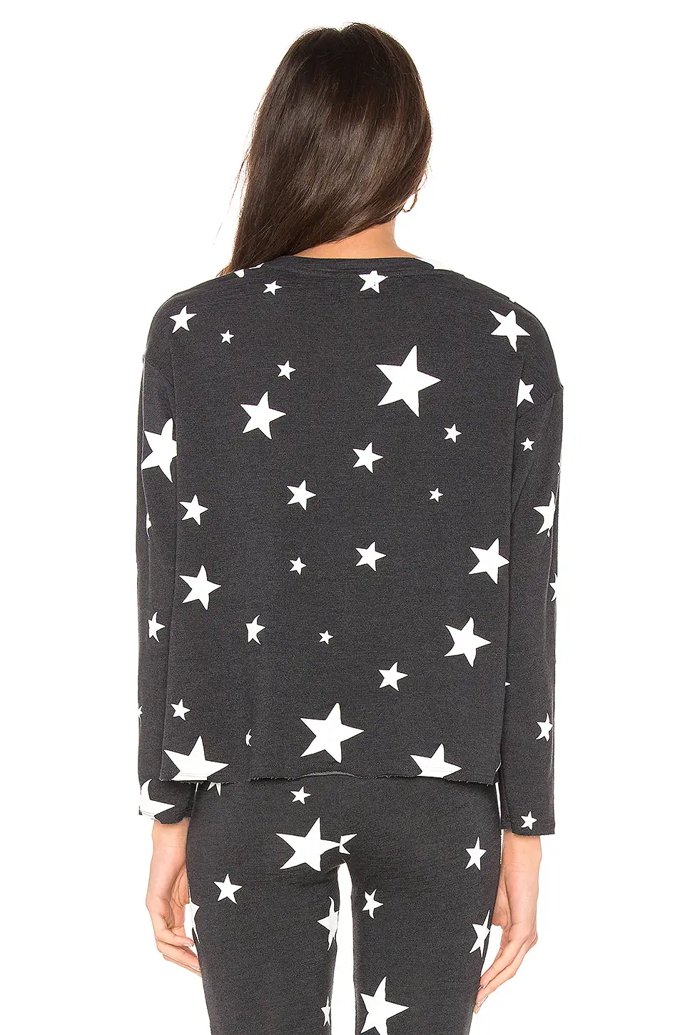 Sundry Star Print Cut Off Sweater