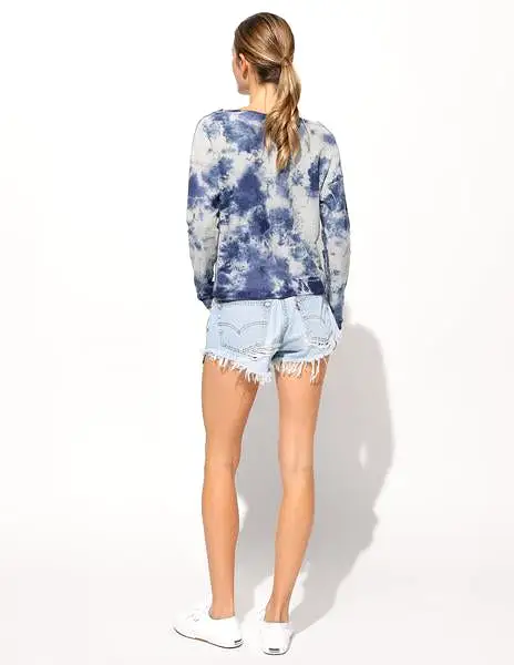 Sundry Tie Dye Raw Edge Pullover Sweater