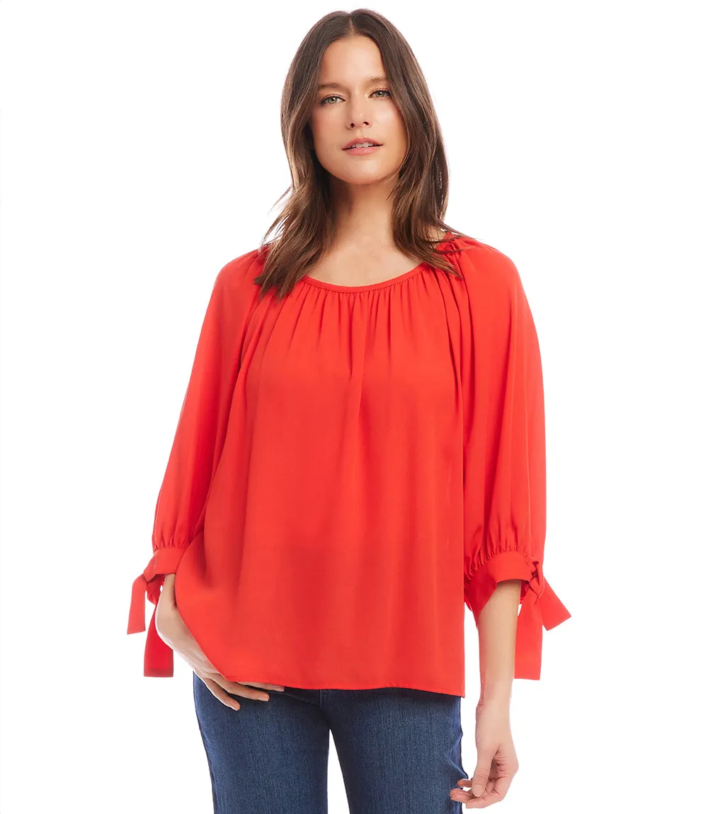 Tie Sleeve Peasant Top