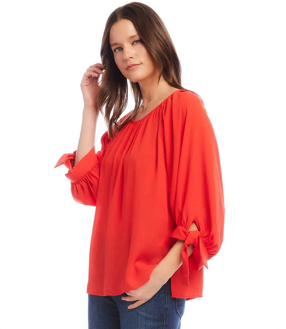 Tie Sleeve Peasant Top