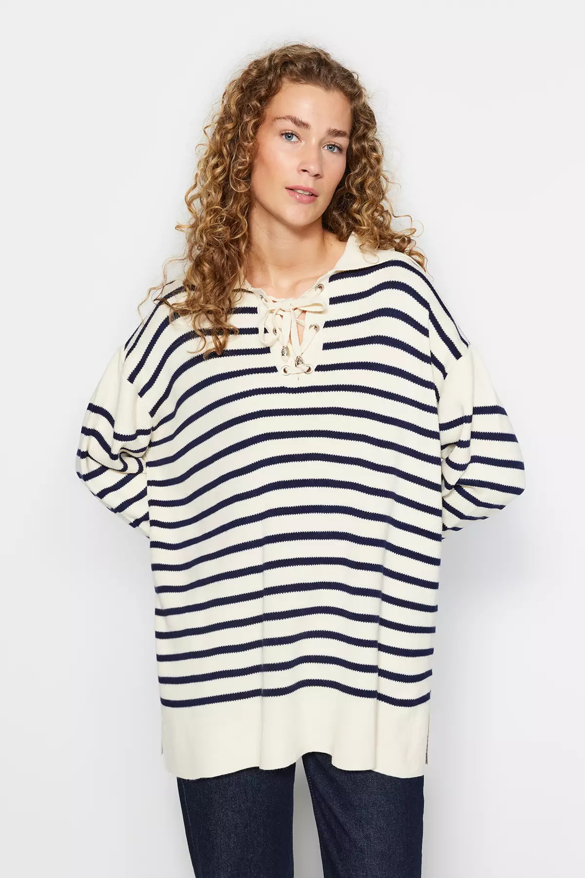 Trendyol Striped Knitted Sweater