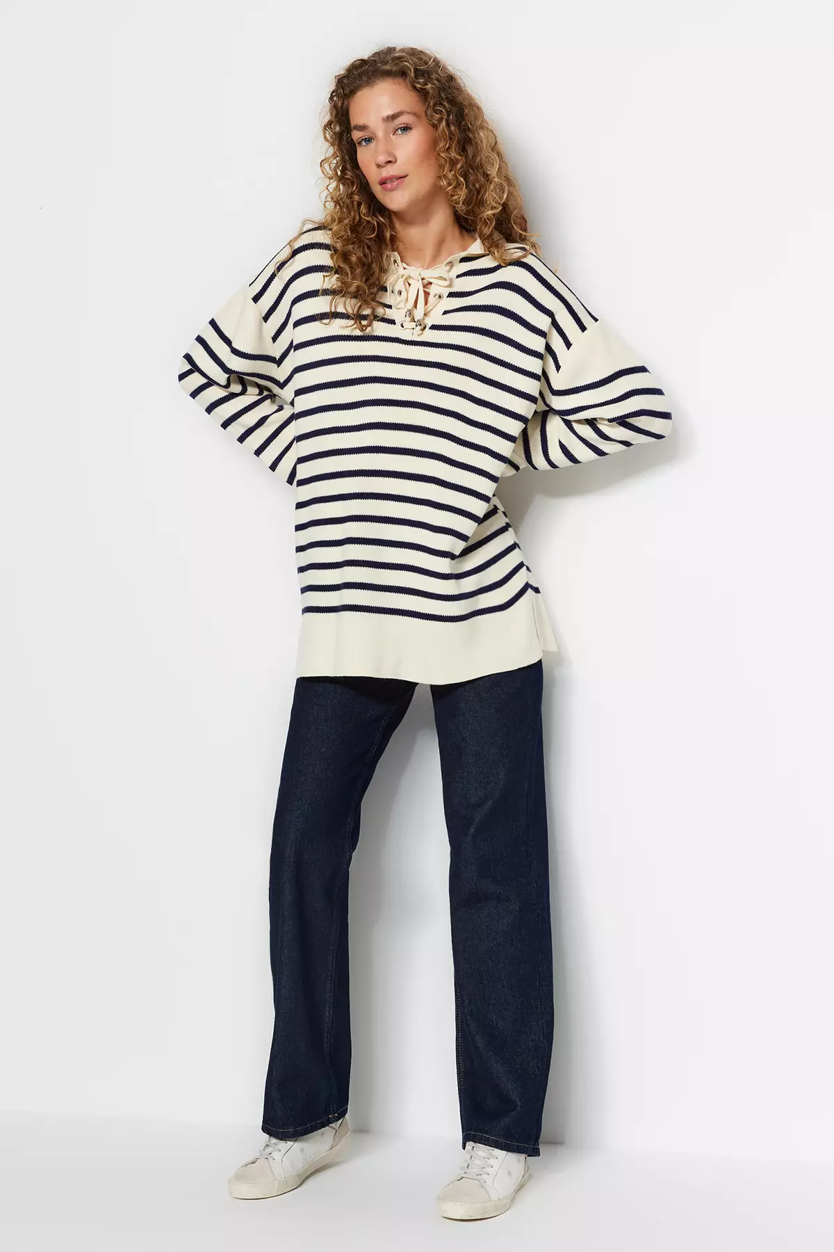 Trendyol Striped Knitted Sweater