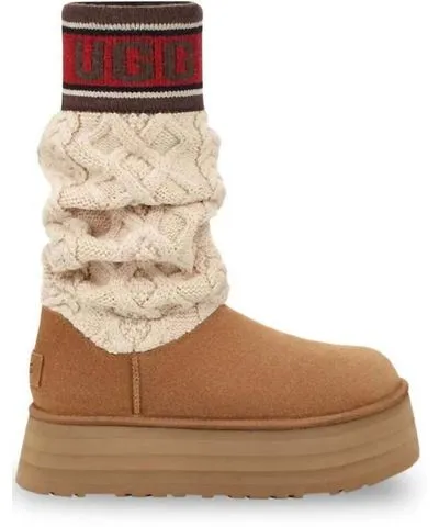 Ugg Women's Classic Sweater Letter Boot In Chestnut