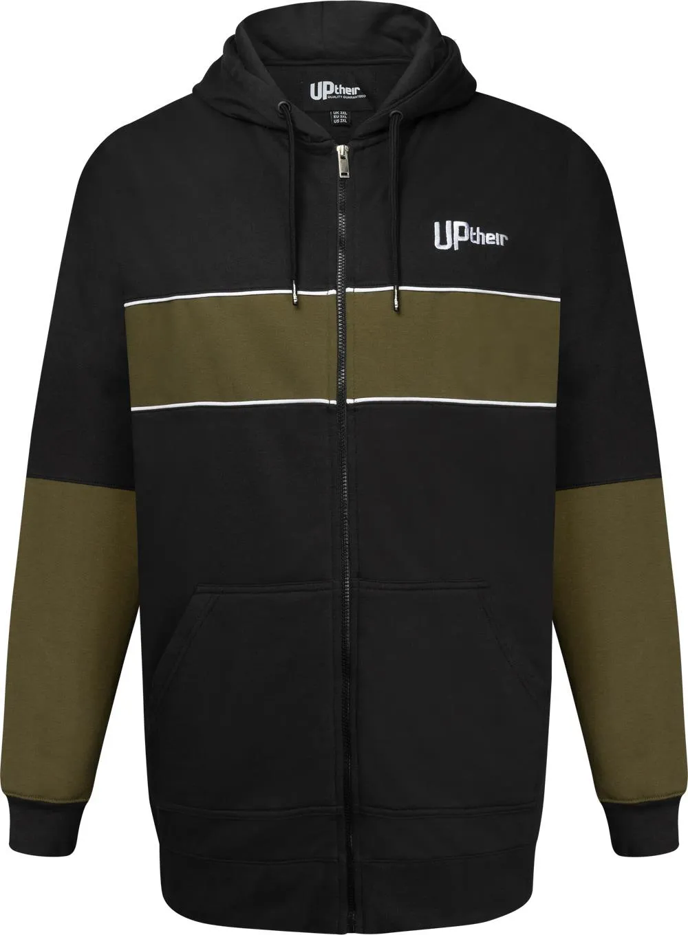 Uptheir Canter Chest Stripe Zip Hoody - Black Olive