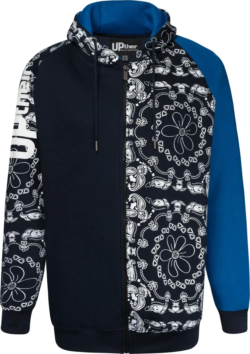 Uptheir Crystal Cut & Sew Printed Zip Hoody - Blue