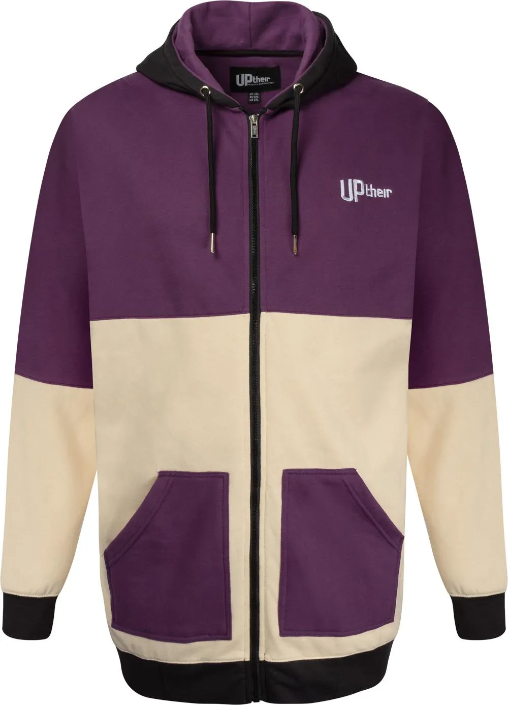 Uptheir Cutting Zip Through Pocket Hoody - Burgundy