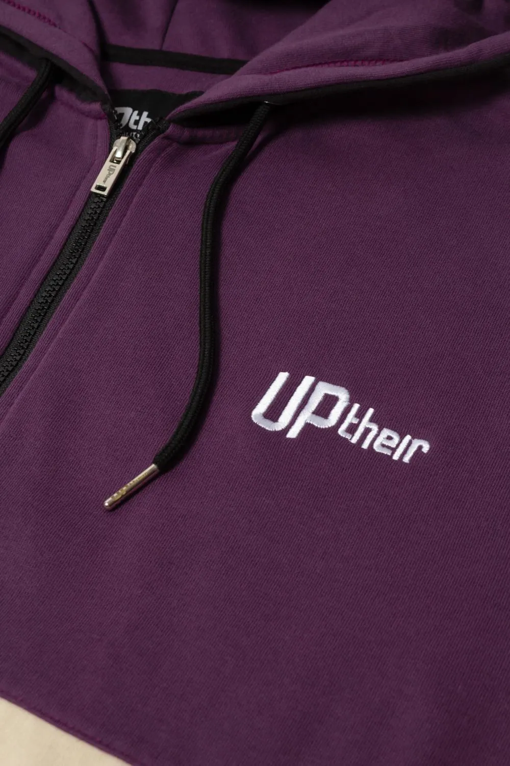 Uptheir Cutting Zip Through Pocket Hoody - Burgundy