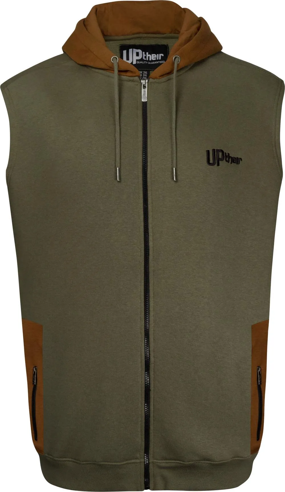 Uptheir Outlaw Classic Contrast Hooded Gilet - Olive