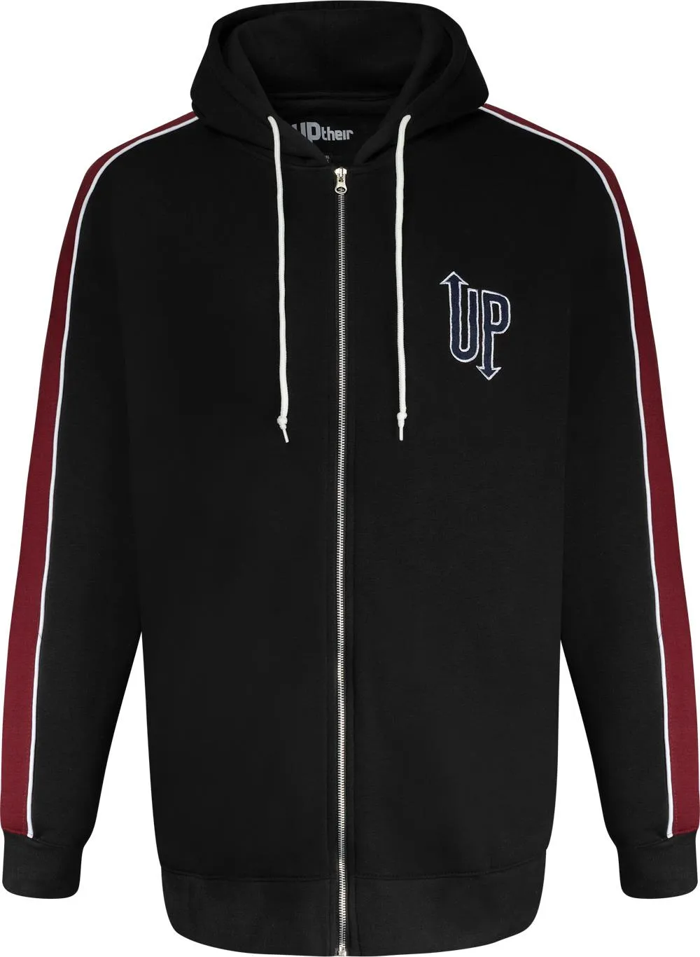 Uptheir Staten Colour Block Zip Through Hoodie - Black