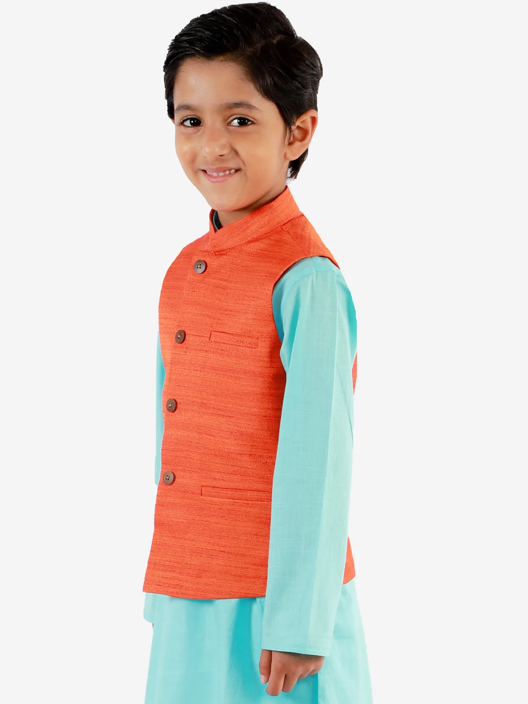 VASTRAMAY Orange Baap Beta Ethnic Jacket Set