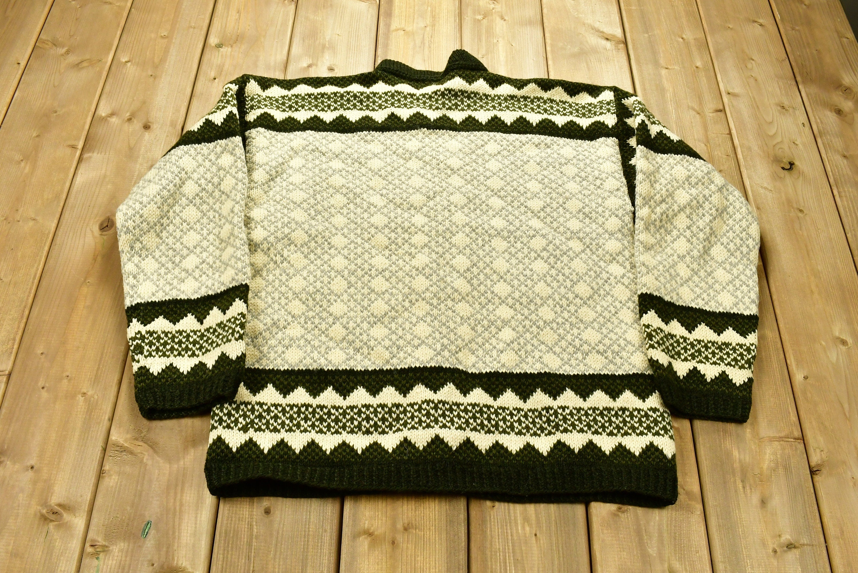 Vintage 1970s Peril Design 100% Wool Knitted Sweater / Vintage 90s  / All Over Pattern / Outdoor / Knit In Norway / Abstract Gra