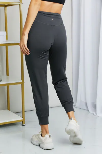 Wide Waistband Cropped Joggers in Charcoal