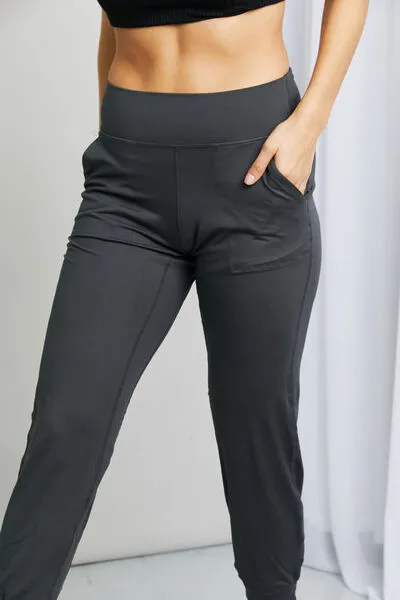 Wide Waistband Cropped Joggers in Charcoal