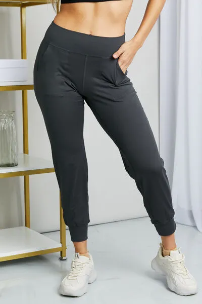 Wide Waistband Cropped Joggers in Charcoal