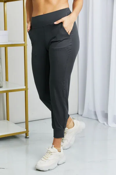 Wide Waistband Cropped Joggers in Charcoal