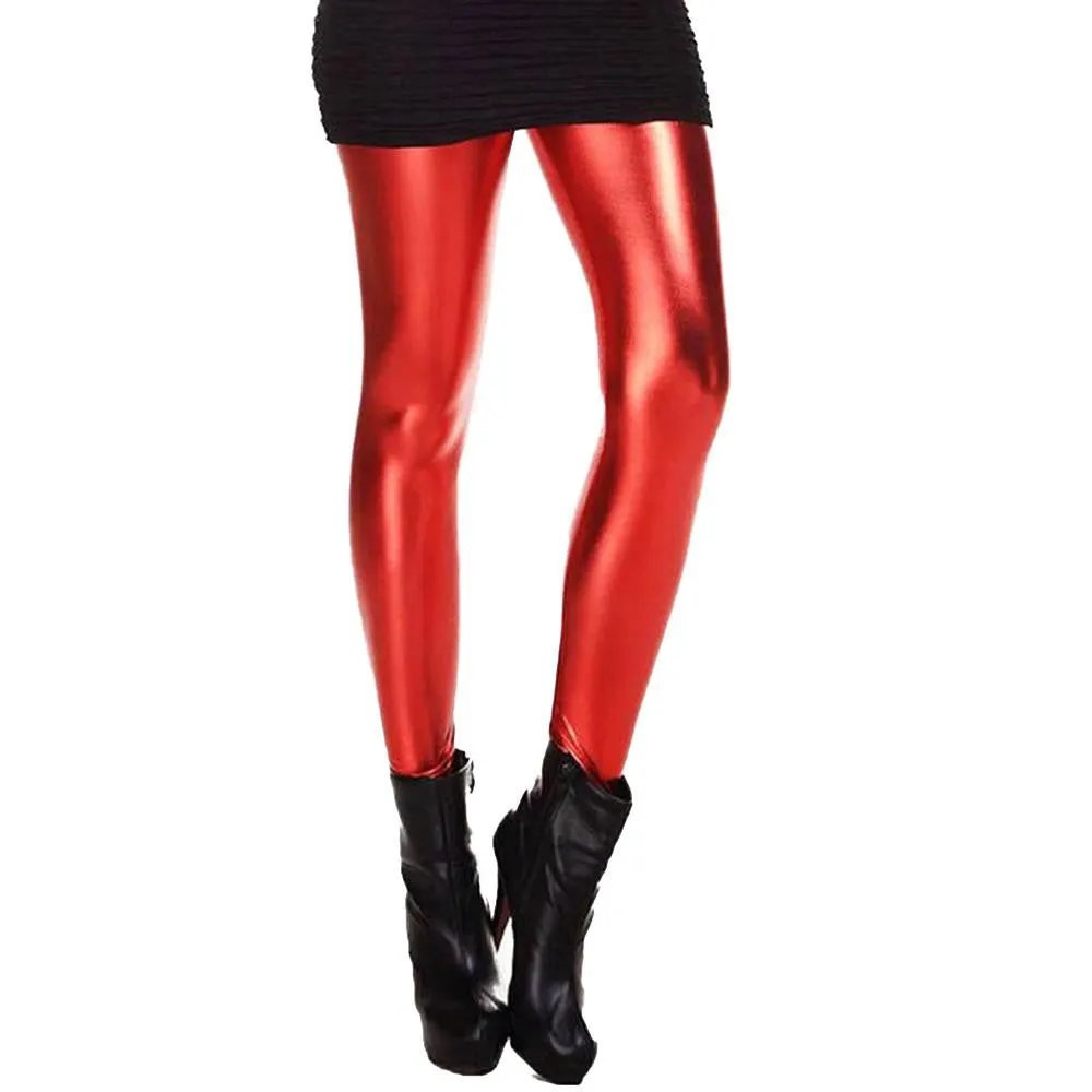 Women clothing skinny PU leather pencil Leggings slim faux Leather Pants trousers SM6