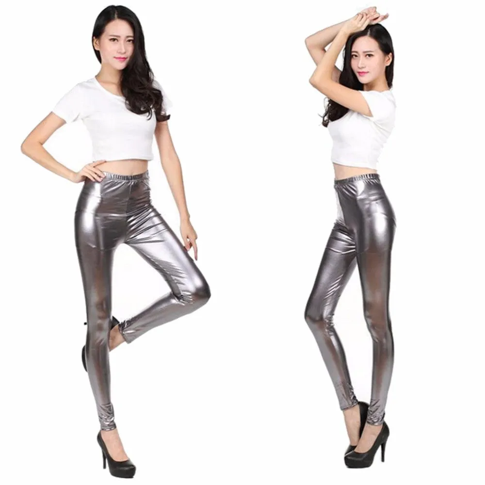 Women clothing skinny PU leather pencil Leggings slim faux Leather Pants trousers SM6