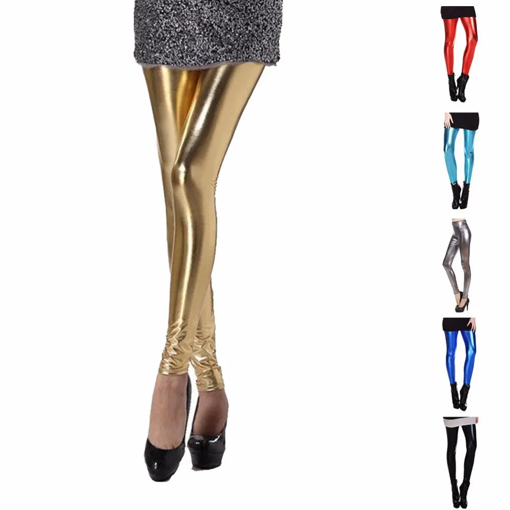 Women clothing skinny PU leather pencil Leggings slim faux Leather Pants trousers SM6