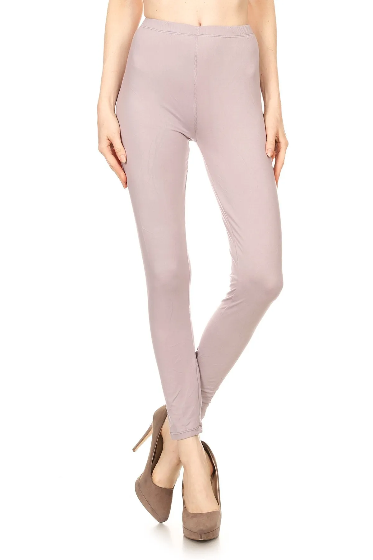 Women's 3X5X Extra Big Size Stretchable Solid Peach Skin Fabric Full Length Leggings