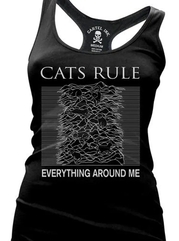 Women's Cats Rule Everything Around Me Racerback Tank