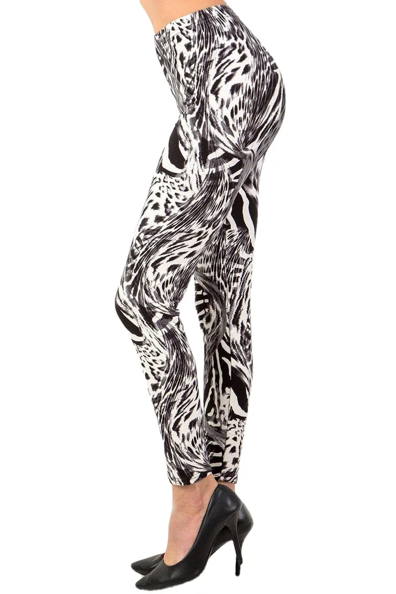 Women's XPlus Grey Animal Skin Pattern Print Buttery Soft Leggings