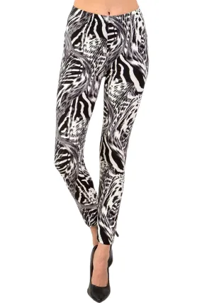 Women's XPlus Grey Animal Skin Pattern Print Buttery Soft Leggings