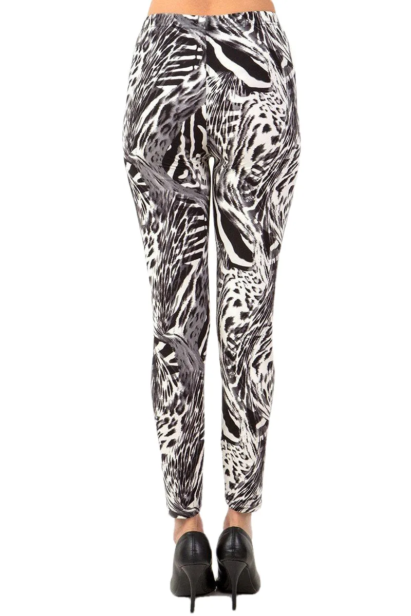 Women's XPlus Grey Animal Skin Pattern Print Buttery Soft Leggings