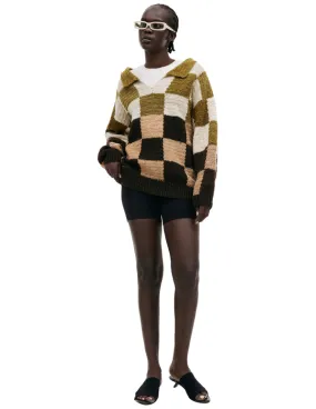 Wool Knitted Check Sweater - Multicolor