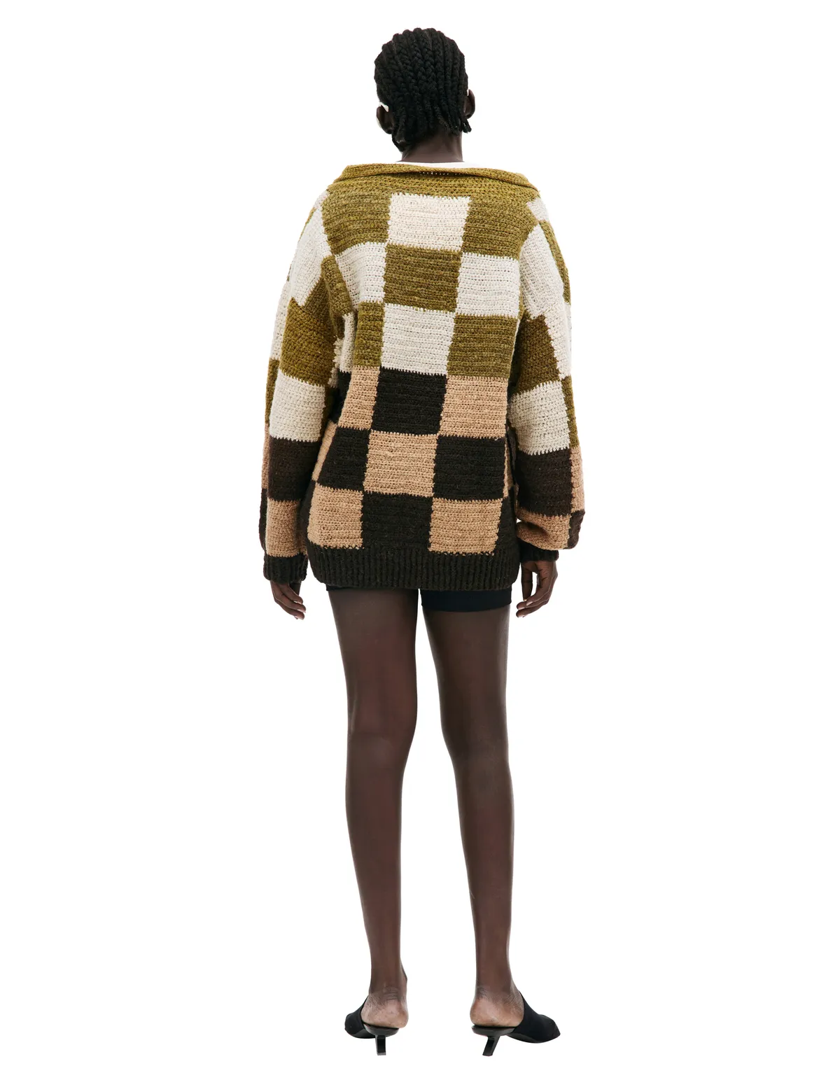 Wool Knitted Check Sweater - Multicolor