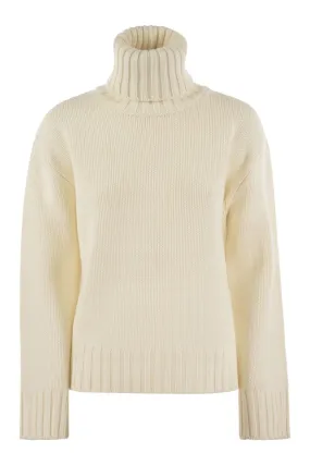 WOOL, SILK AND CASHMERE BLEND TURTLENECK SWEATER