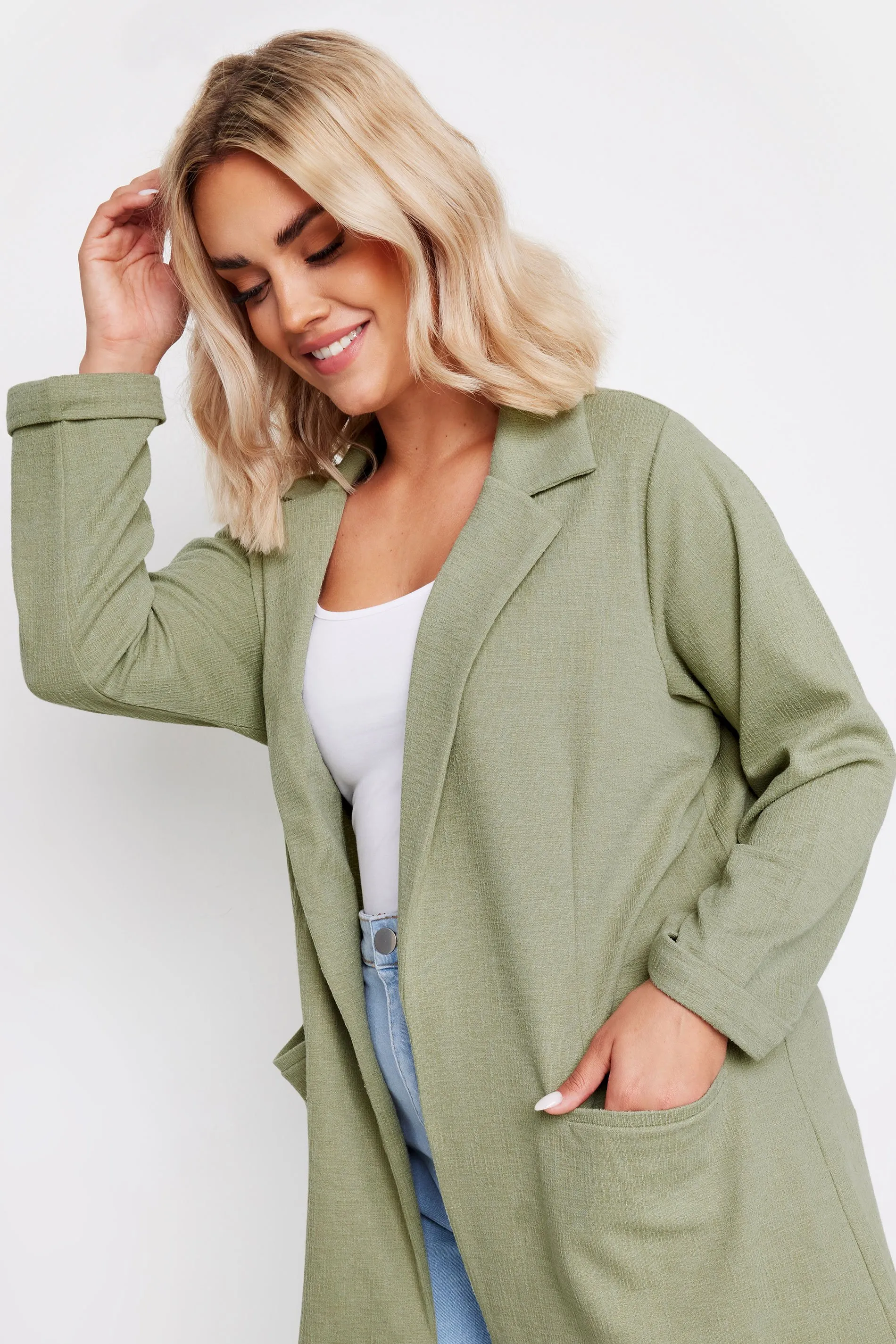 YOURS Curve Sage Green Textured Blazer