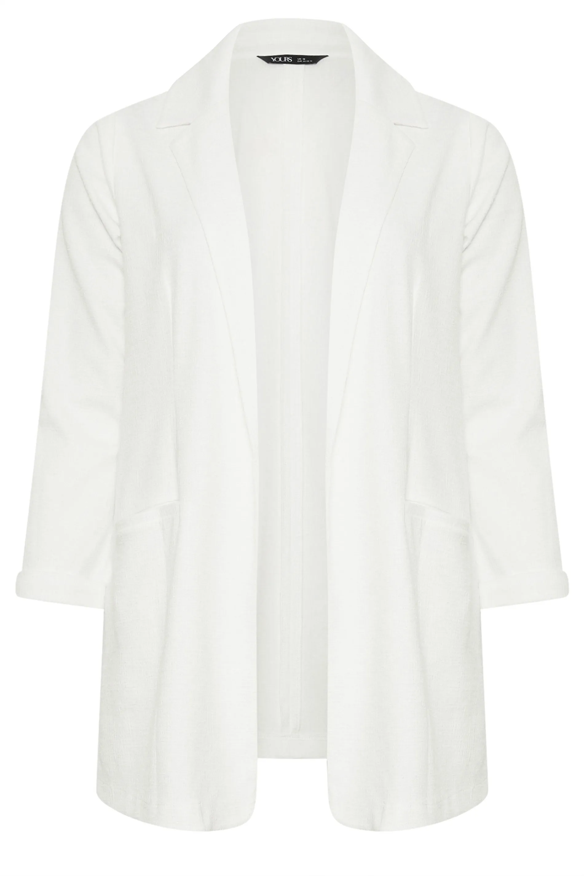 YOURS Curve White Textured Blazer